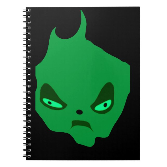 The Smirk Grumpy Green Face Spiral Notebook (Front)