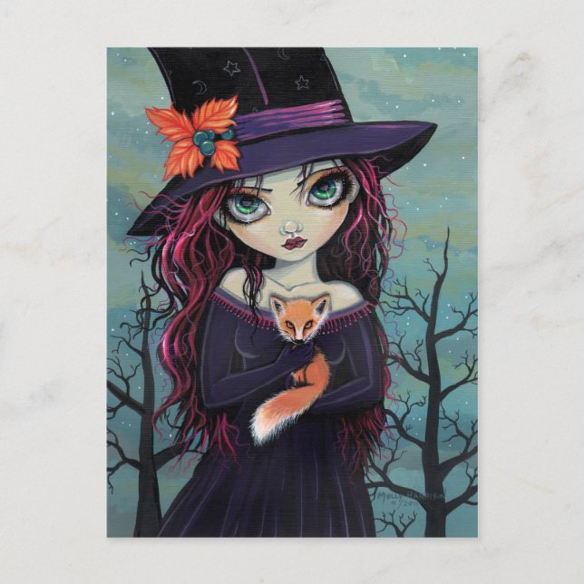The Smirking Fox Witch and Red Fox Postcard (Front)