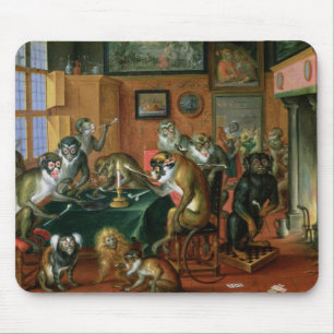 The Smoking Room with Monkeys Mouse Pad