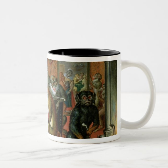 The Smoking Room with Monkeys Two-Tone Coffee Mug (Right)