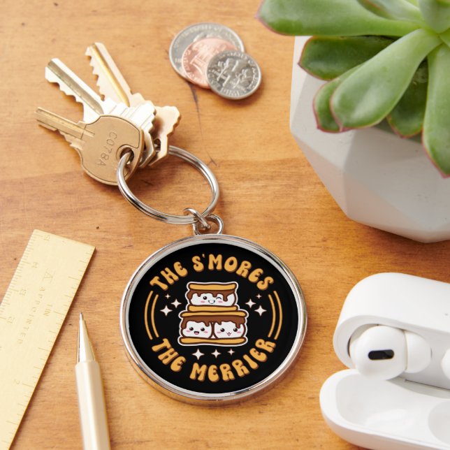 The S'mores The Merrier Funny Kawaii Camping Gift Key Ring (Desk)