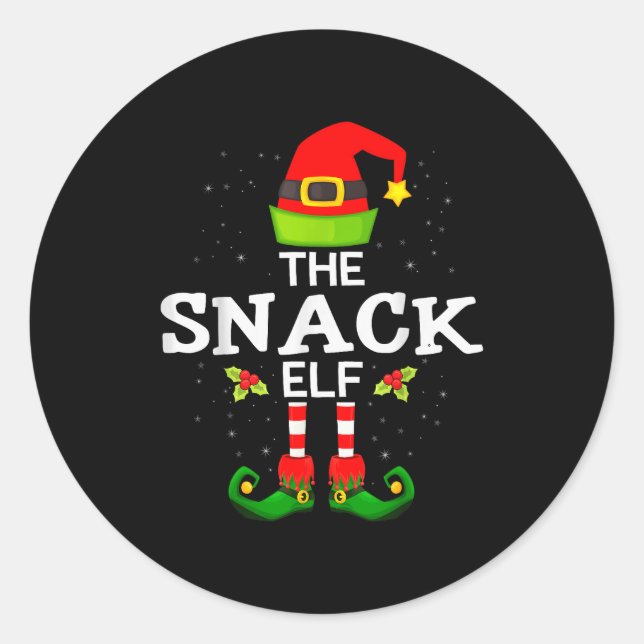 The Snack Elf Christmas Family Matching Pajama  Classic Round Sticker (Front)