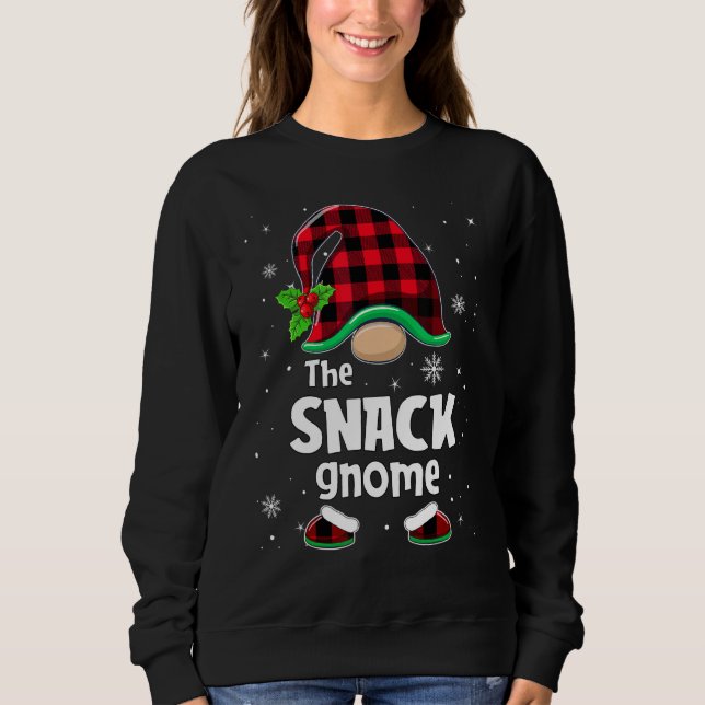The Snack Gnome Buffalo Plaid Christmas Matching F Sweatshirt (Front)