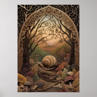 The Snail | Sunny Autumn Forest Art Poster