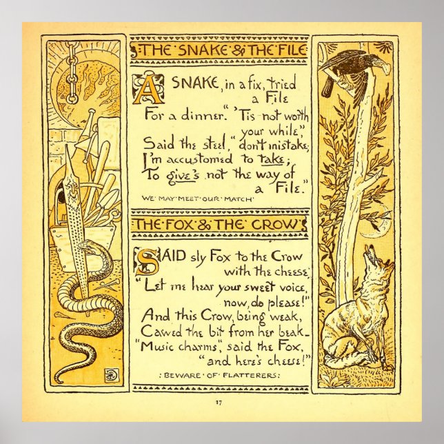 The Snake and the File  Walter Crane Poster (Front)