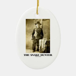 The Snake Hunter (Vintage Photo Snake Skins) Ceramic Ornament
