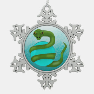 The Snake Snowflake Pewter Christmas Ornament