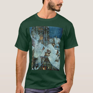 The Snow Queen Flies Over A Snowy Christmas Villag T-Shirt