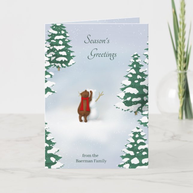 The Snowbear Personalised Holiday Greeting Card (Front)