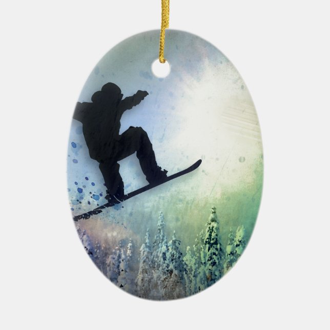 The Snowboarder: Air Ceramic Tree Decoration (Front)