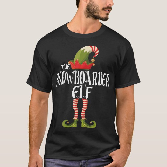 the snowboarder elf family elf matching christmas T-Shirt (Front)