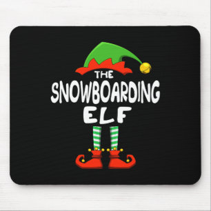 The Snowboarding Elf Funny Matching Family Christm Mouse Pad
