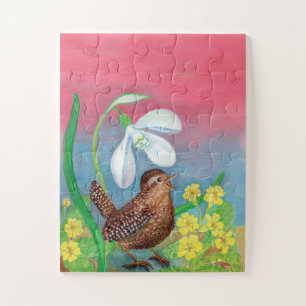 The snowdrop and the wren bird summon the spring jigsaw puzzle
