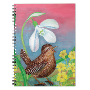 The snowdrop and the wren bird summon the spring notebook