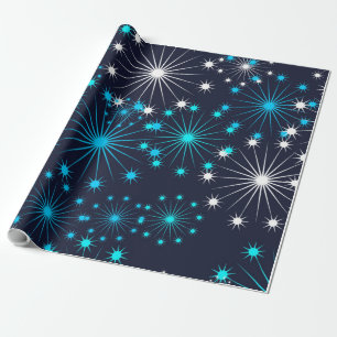 The snowflake pattern shines like a star  wrapping paper