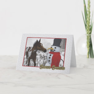 The Snowman and the Curious Foal Holiday Card