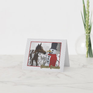 The Snowman and the Curious Foal Holiday Card