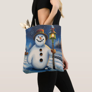 The Snowman carries the lamp and wanders at night Tote Bag