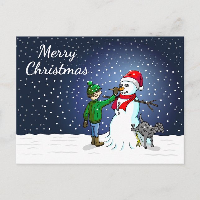 The Snowman, dog and boy Christmas Postcard (Front)