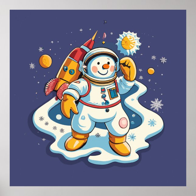 The Snowman is an astronaut at Christmas Poster (Front)