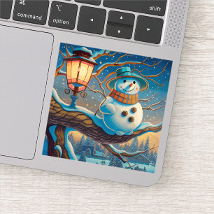 The Snowman  next to the street lamp chrismas