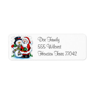 The Snowman & Santa Claus Label Return Address Label