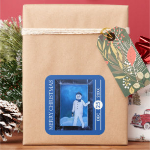 The Snowman's Escape Christmas Square Sticker