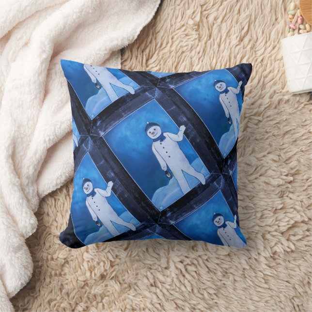 The Snowman's Escape Painting by Alfred Fox Cushion (Blanket)