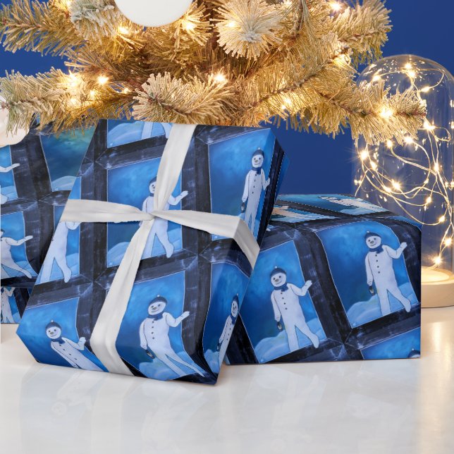 The Snowman's Escape Painting by Alfred Fox Wrapping Paper (Holidays)