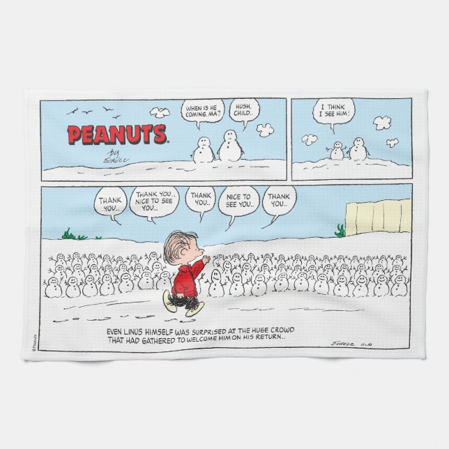 The Snowmen Welcome Linus Tea Towel (Horizontal)