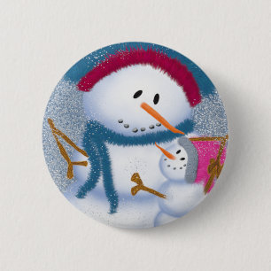 The SnowMomma And SnowGirl Illustration 6 Cm Round Badge