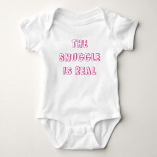 THE SNUGGLE IS REAL Baby Jersey Jumpsuit Pink Font