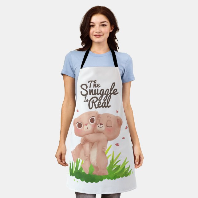 The Snuggle is Real Cute Bear Hugs Apron (Worn)