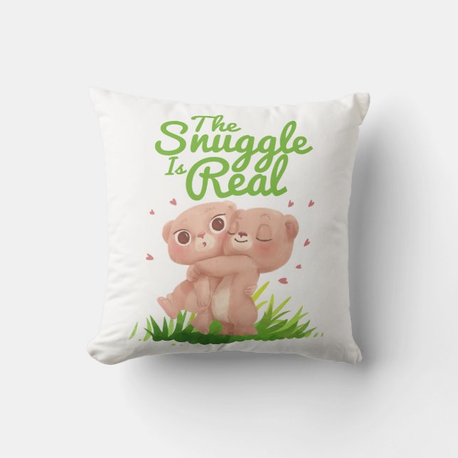 The Snuggle is Real Cute Bear Hugs Cushion (Front)