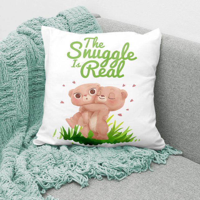 The Snuggle is Real Cute Bear Hugs Cushion (Creator Uploaded)