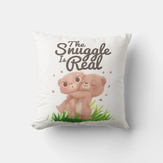 The Snuggle is Real Cute Bear Hugs Cushion