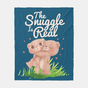 The Snuggle is Real Cute Bear Hugs Fleece Blanket