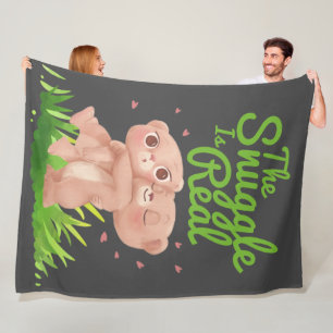 The Snuggle is Real Cute Bear Hugs Fleece Blanket