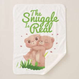 The Snuggle is Real Cute Bear Hugs Sherpa Blanket