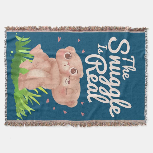 The Snuggle is Real Cute Bear Hugs Throw Blanket (Front)