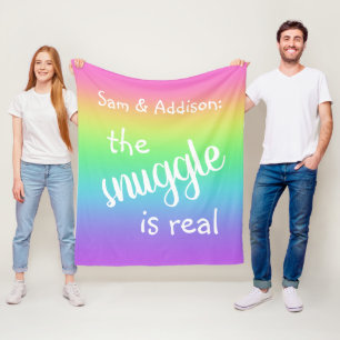 The Snuggle is Real Personalised Rainbow Blanket