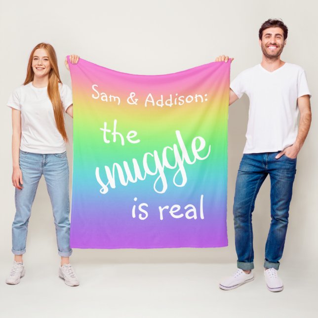 The Snuggle is Real Personalised Rainbow Blanket (In Situ)