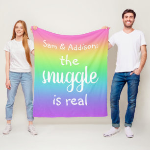 The Snuggle is Real Personalised Rainbow Blanket