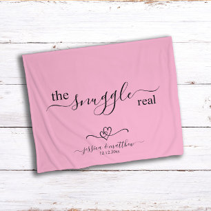 The Snuggle is Real Two Hearts Scripty Sherpa Blanket
