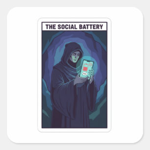 The Social Battery Introvert Humor Low Energy Square Sticker