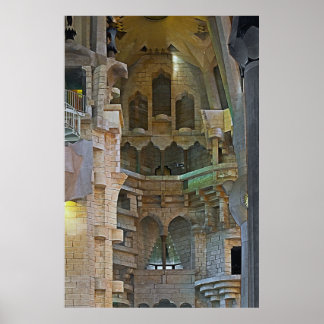 The soft light of the interior of the Sagrada Fami Poster