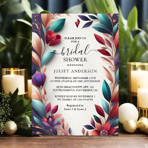 The Soft Teal Fall Bold Jewel Tone Bridal Shower Invitation