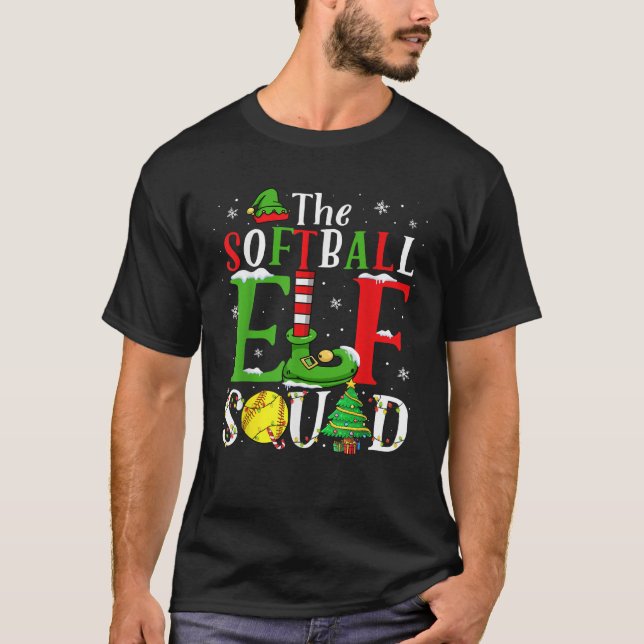 The Softball Elf Squad Matching Softball Player Xm T-Shirt (Front)
