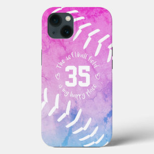 the softball field is my happy place iPhone 13 case