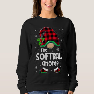 The Softball Gnome Buffalo Plaid Christmas Matchin Sweatshirt